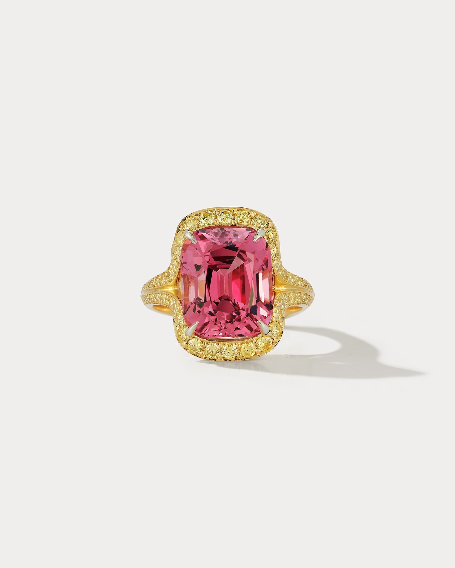 Ammrada Peachy Pink Spinel ring featuring a vibrant pink spinel gemstone set in a sleek ring band.