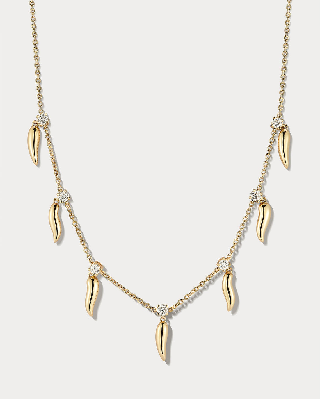 Yellow Gold & Diamond 16 Inch Flame Necklace - Ammrada