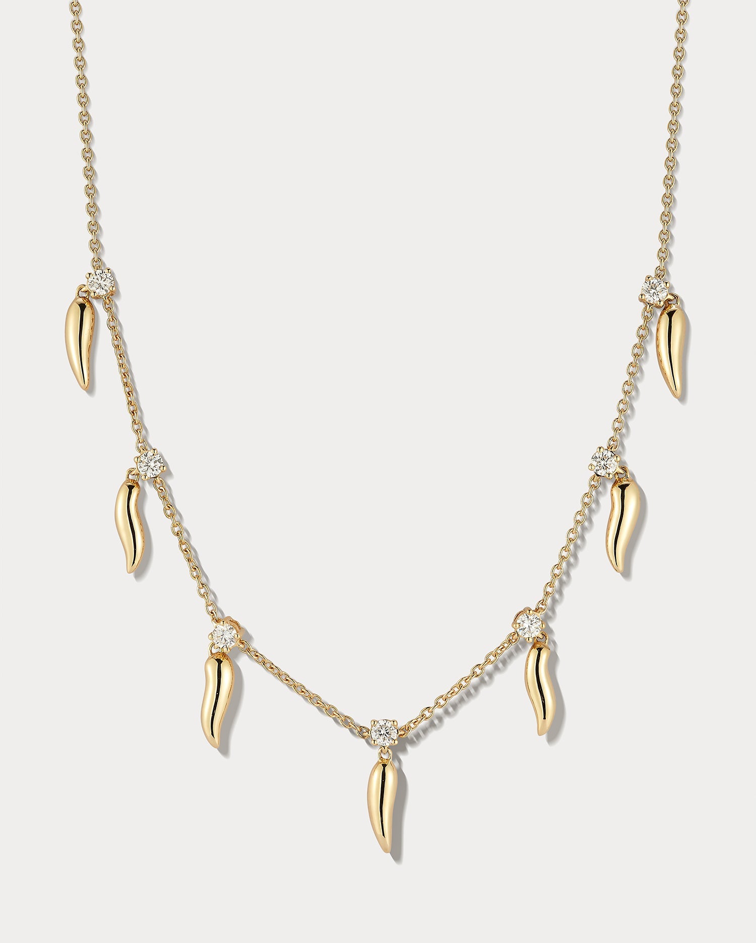 Yellow Gold & Diamond 16 Inch Flame Necklace - Ammrada