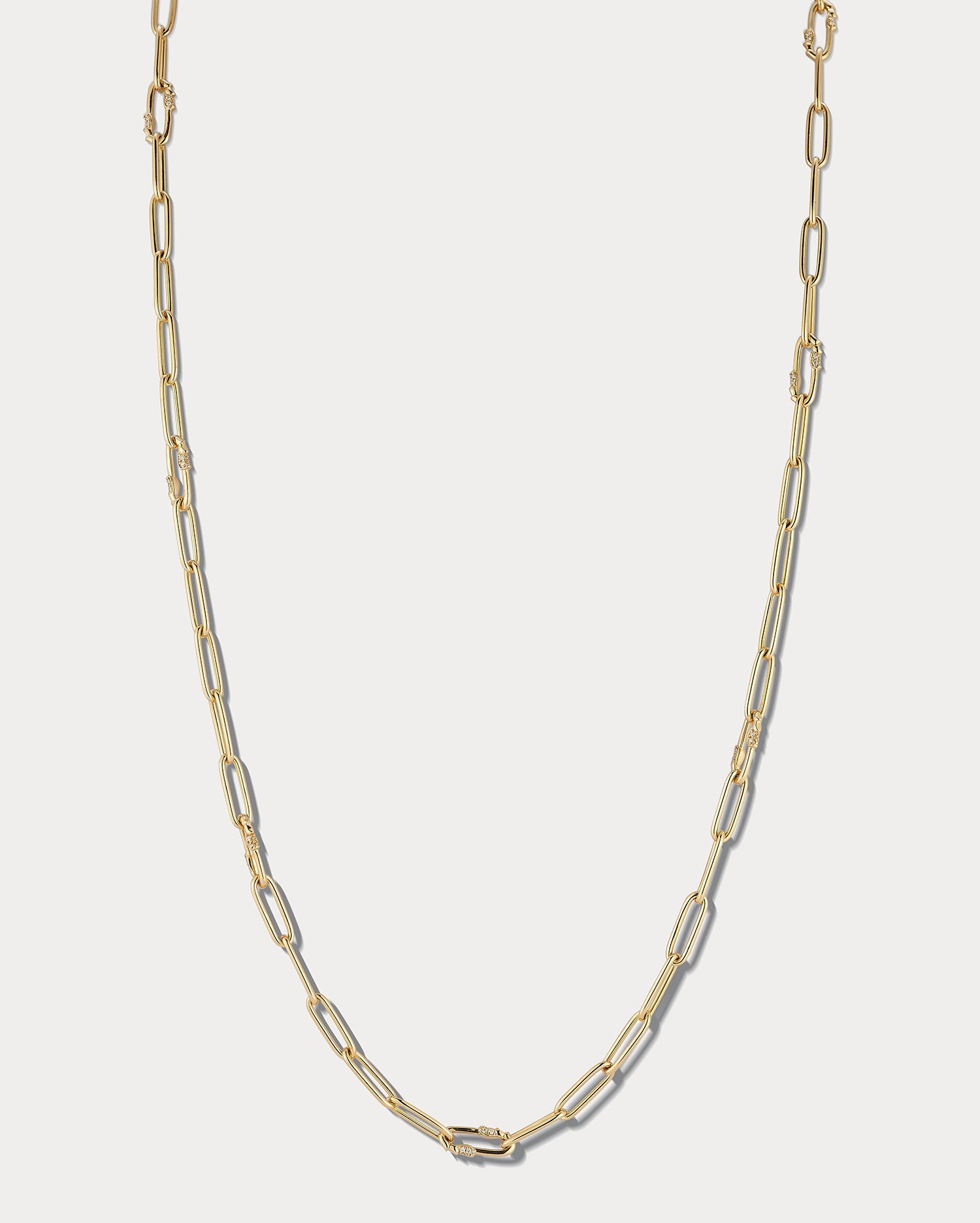 18K yellow gold and diamond mixed link necklace by Ammrada, 36 inches long, featuring elegant gold and diamond links.