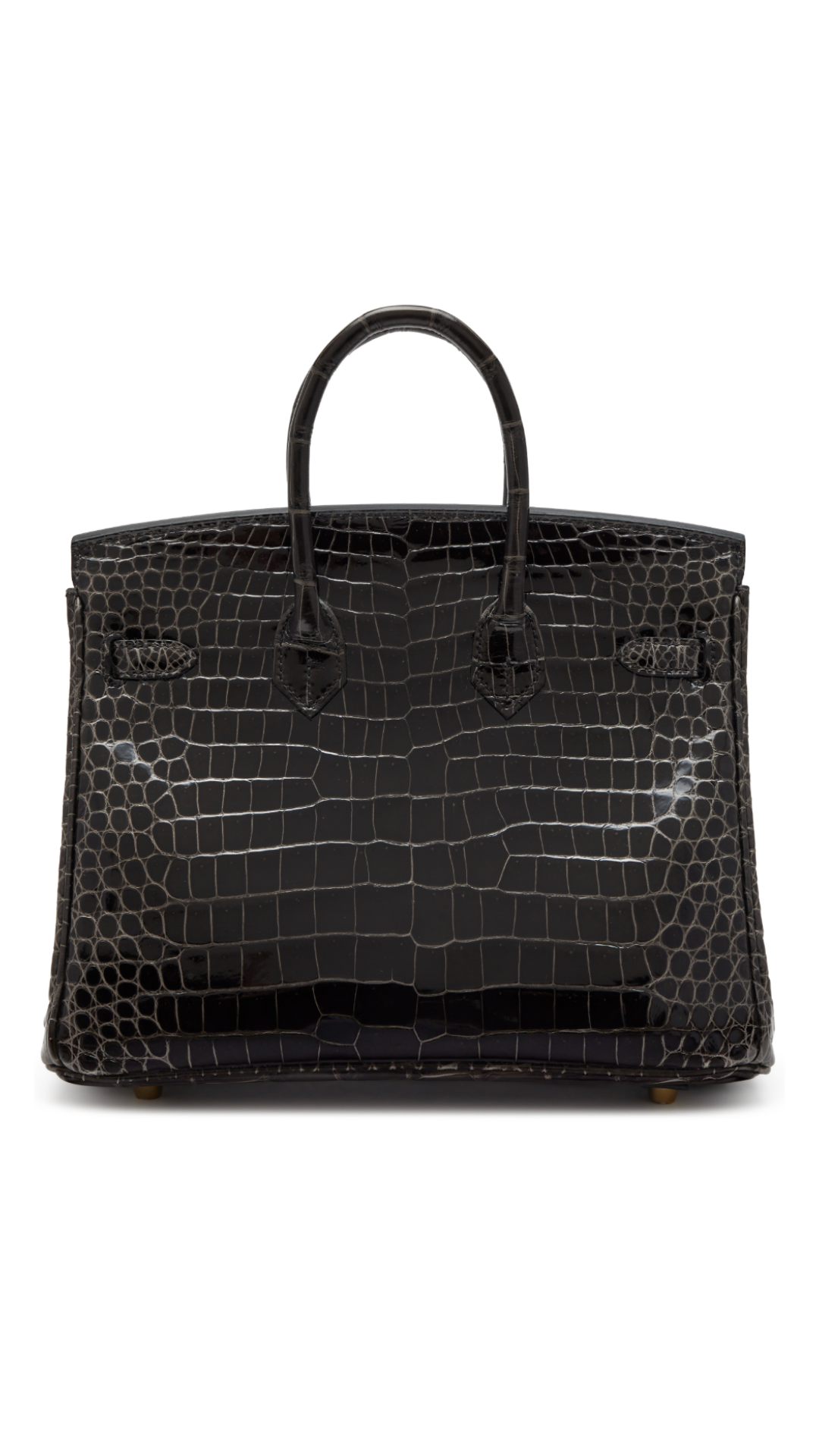 Hermès Graphite Shiny Porosus Crocodile Birkin 25 Gold Hardware