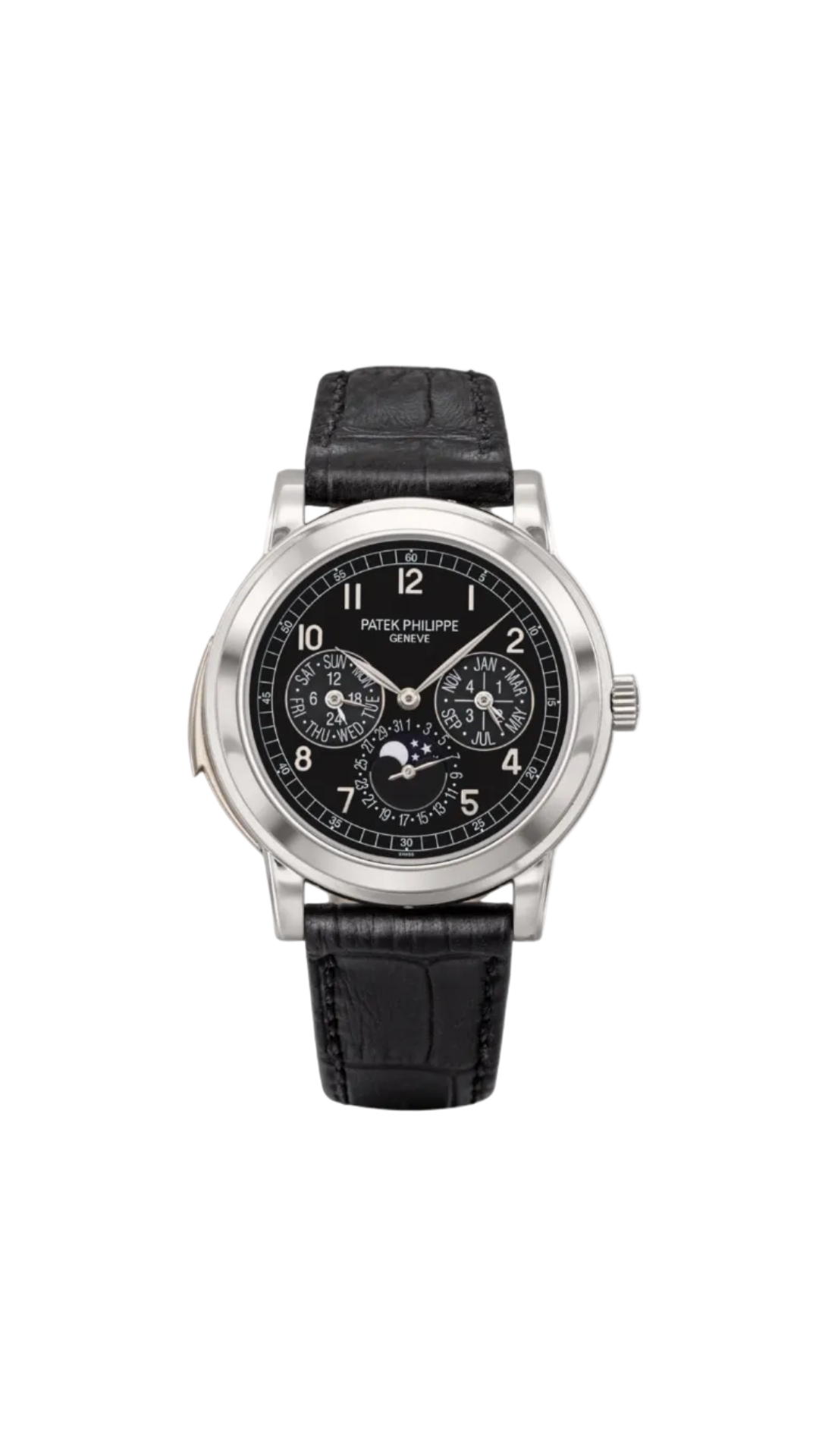 Elegant Patek Philippe Cathedral Minute Repeater watch with intricate dial and platinum case, showcasing luxury craftsmanship.