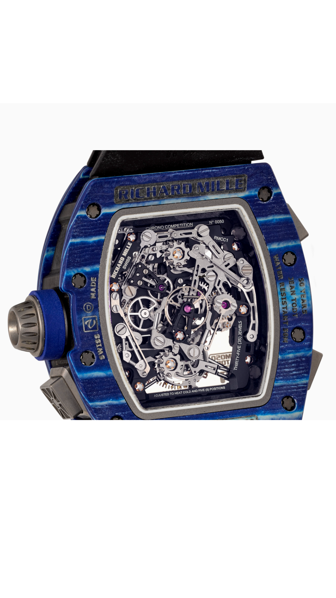 Richard Mille RM050 Jean Todt 50th Anniversary luxury watch with intricate design and high-end craftsmanship.