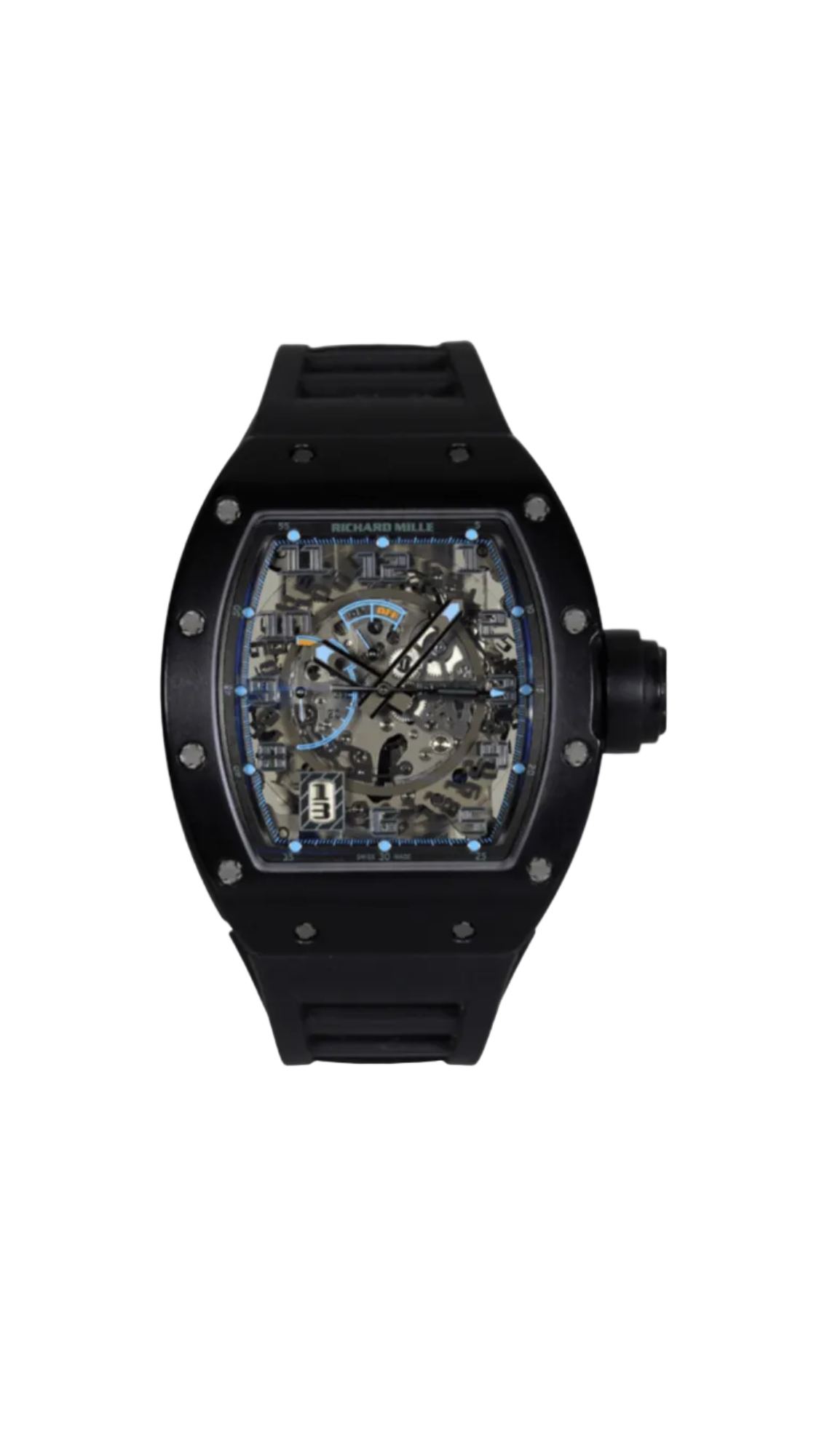 Richard Mille RM30 Carbon Kronometry AN CA watch by The VAULT with a sleek black carbon case and detailed watch face.