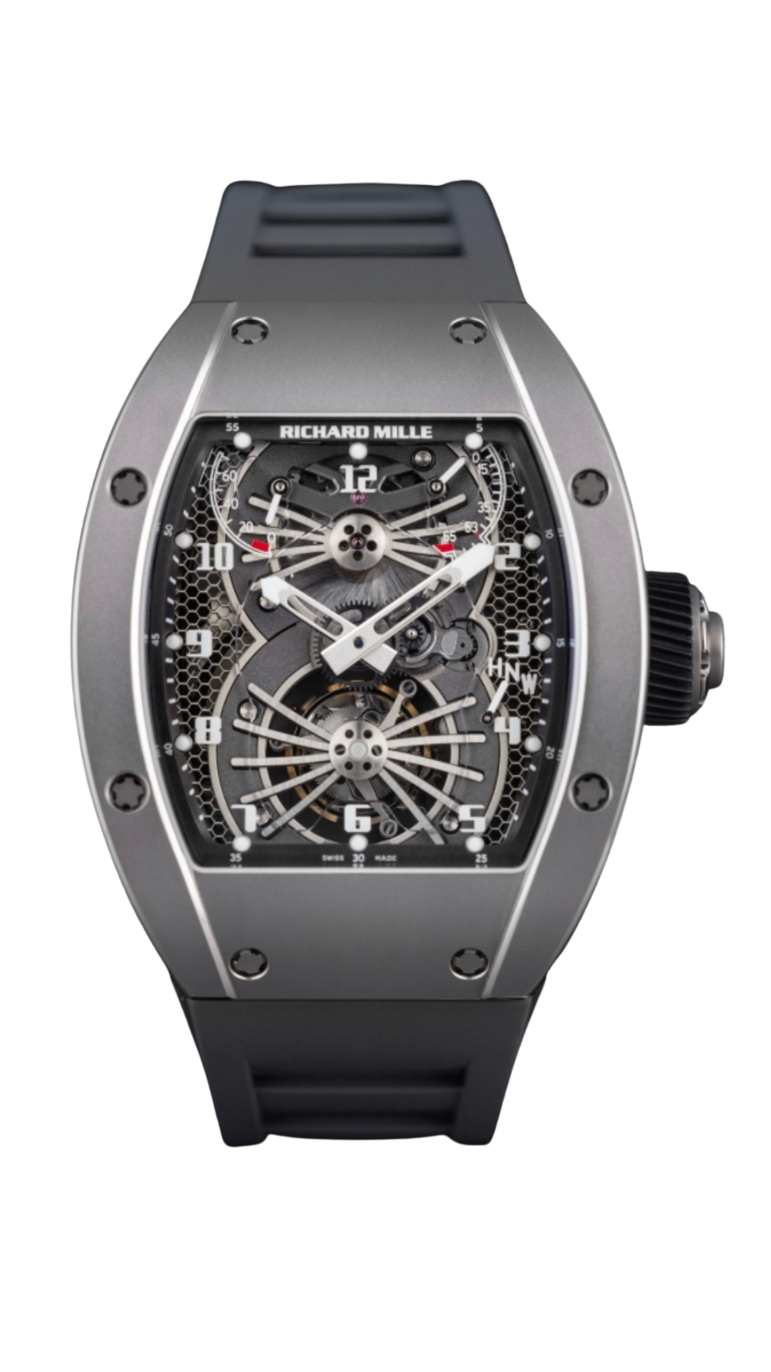 Richard Mille RM21 titanium watch with detailed dial and sporty design, showcasing high-tech craftsmanship and luxurious style.