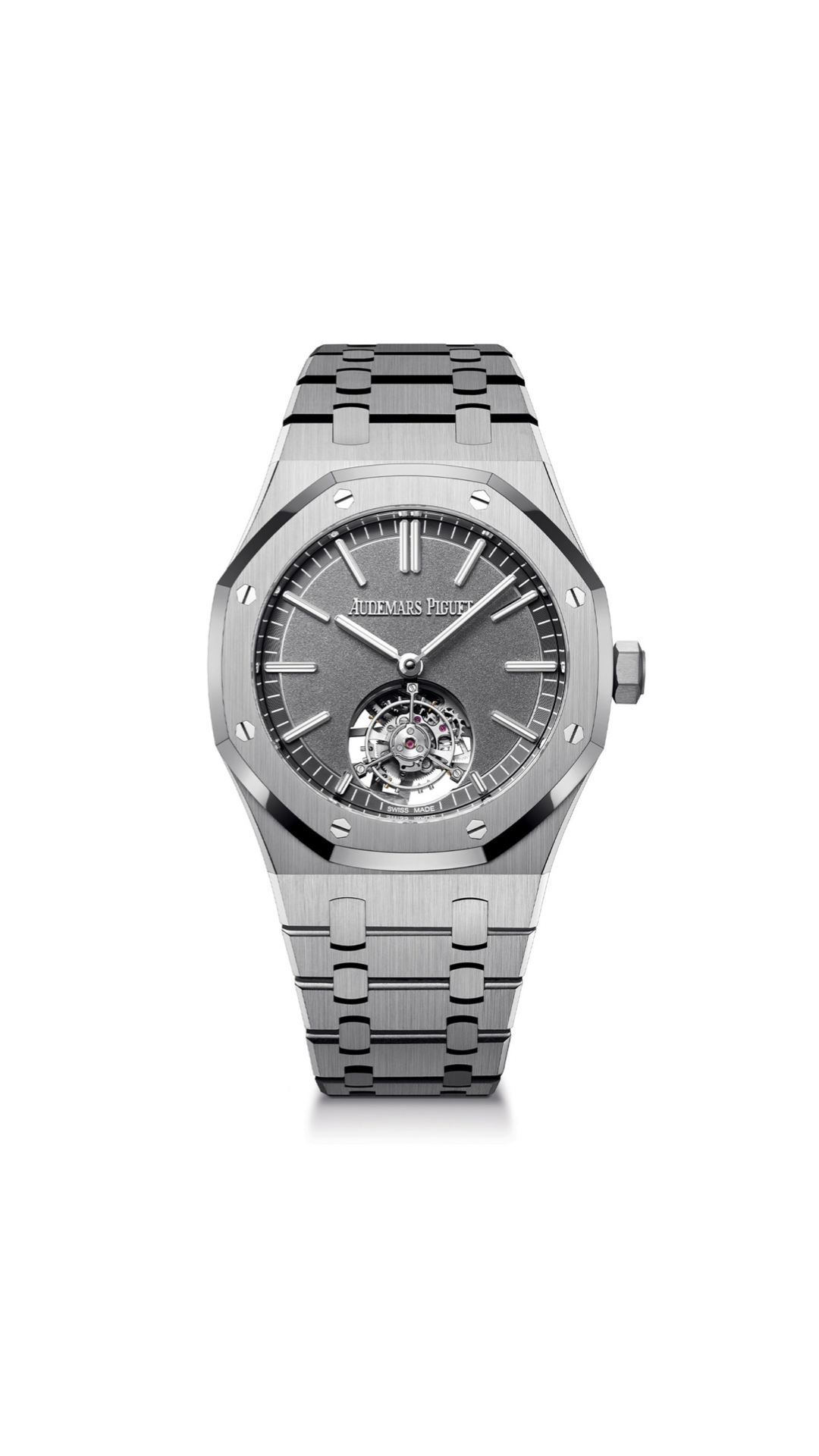 Audemars Piguet Royal Oak Selfwinding Flying Tourbillon watch with titanium case, 41mm, slate grey dial and bracelet.
