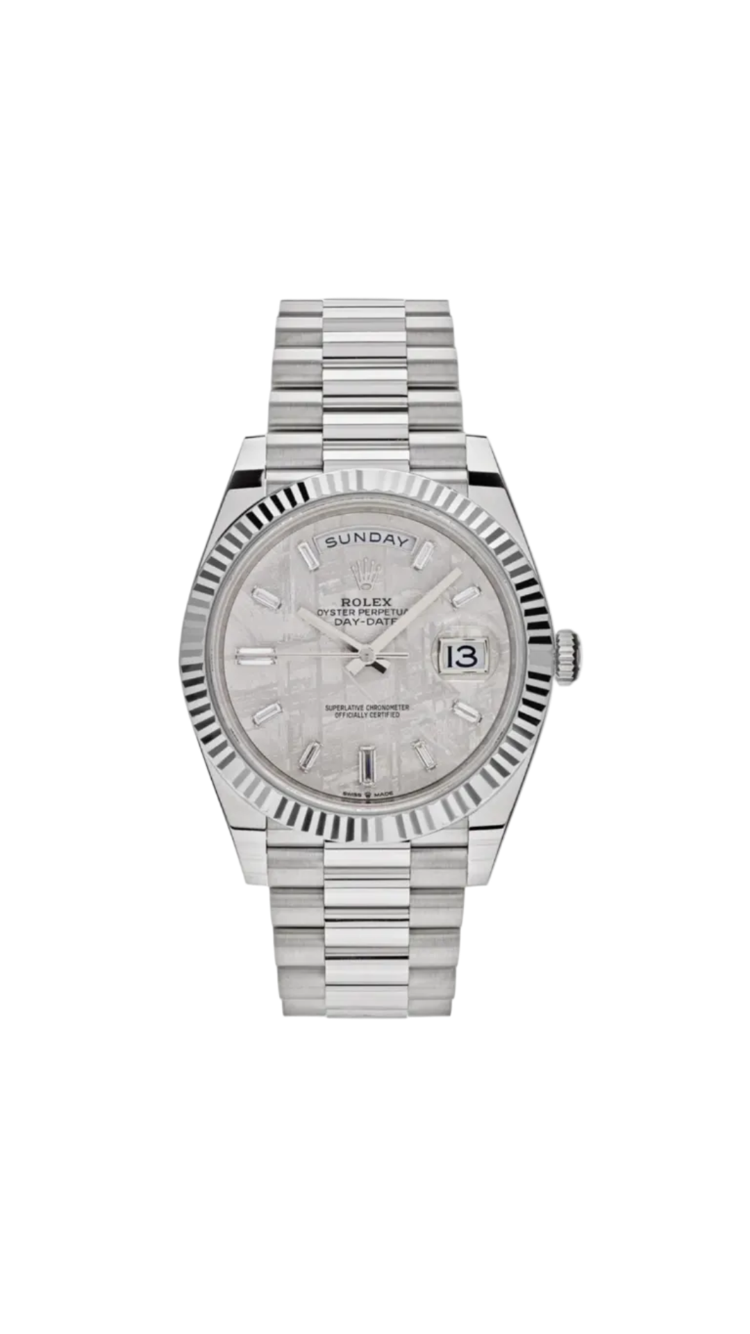 Rolex Day-Date 40 White Gold Meteorite Diamond Dial 228239 - HauteLuxuryWatches