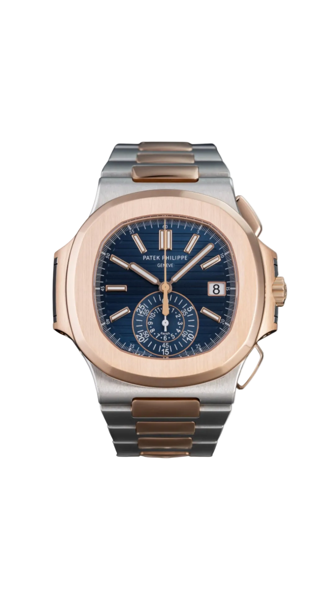 Luxury Patek Philippe Nautilus 5980/1AR watch with gold case and black dial, displayed on a leather strap.