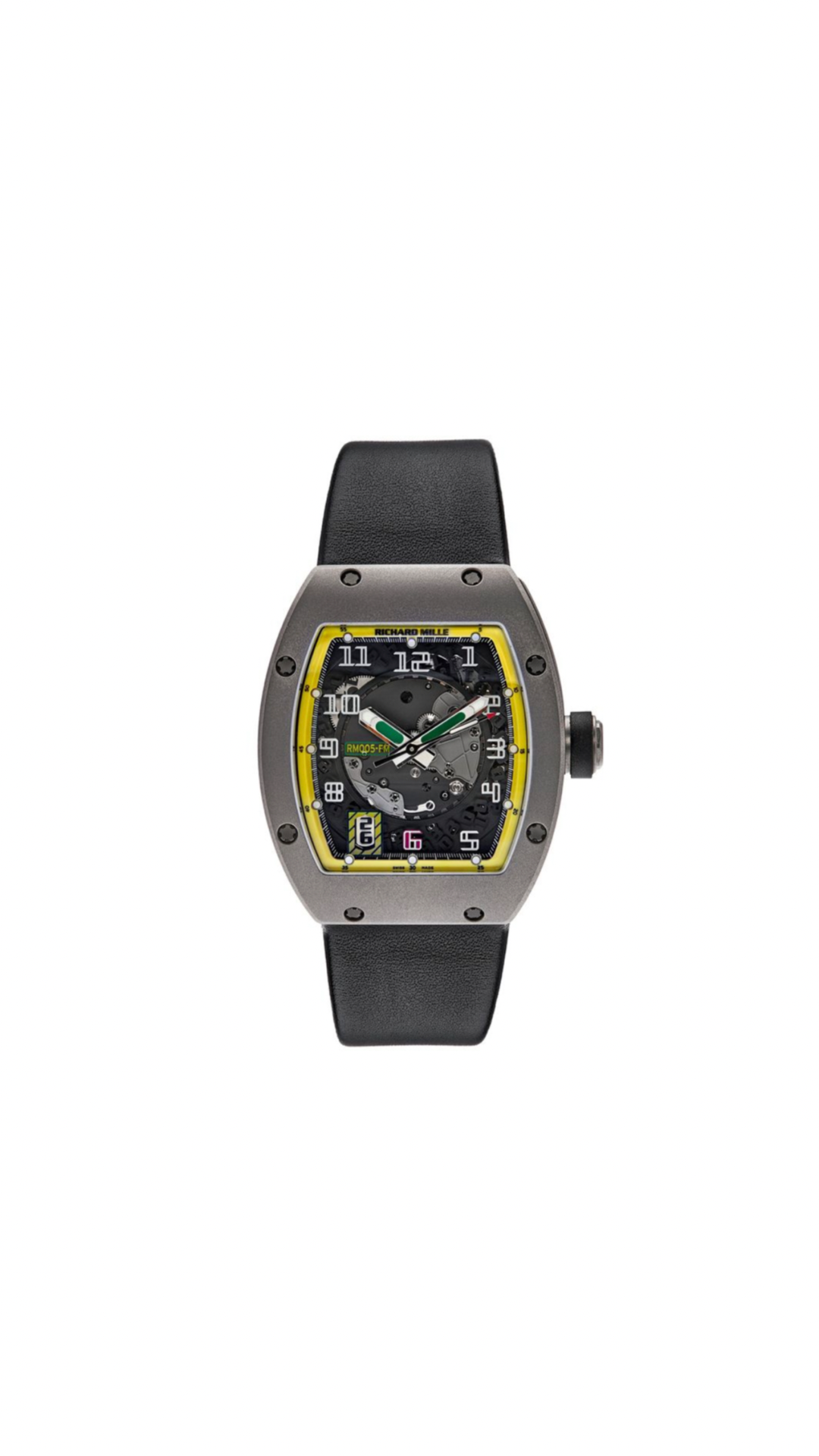Titanium Richard Mille Felipe Massa Limited Edition RM005 watch with intricate dial and sporty design, shown in the image.