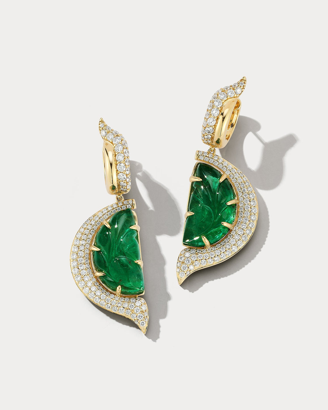 Yellow &amp; Carved Emeralds Haning &