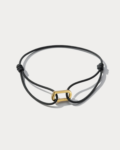 Infinity Bracelet Japanese Silk 18K Yellow Gold (Black or Red Japanese Silk) - Ammrada