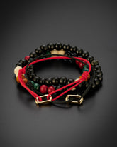Infinity Bracelet Japanese Silk 18K Yellow Gold (Black or Red Japanese Silk) - Ammrada