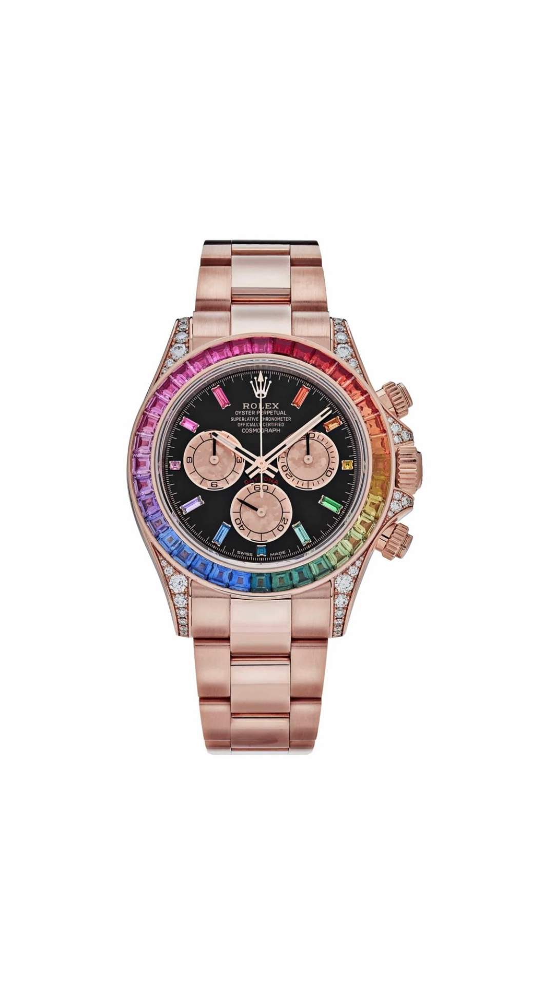 Rolex Daytona Rainbow Ref. 116595RBOW Rose Gold Black Dial Sapphire Bezel