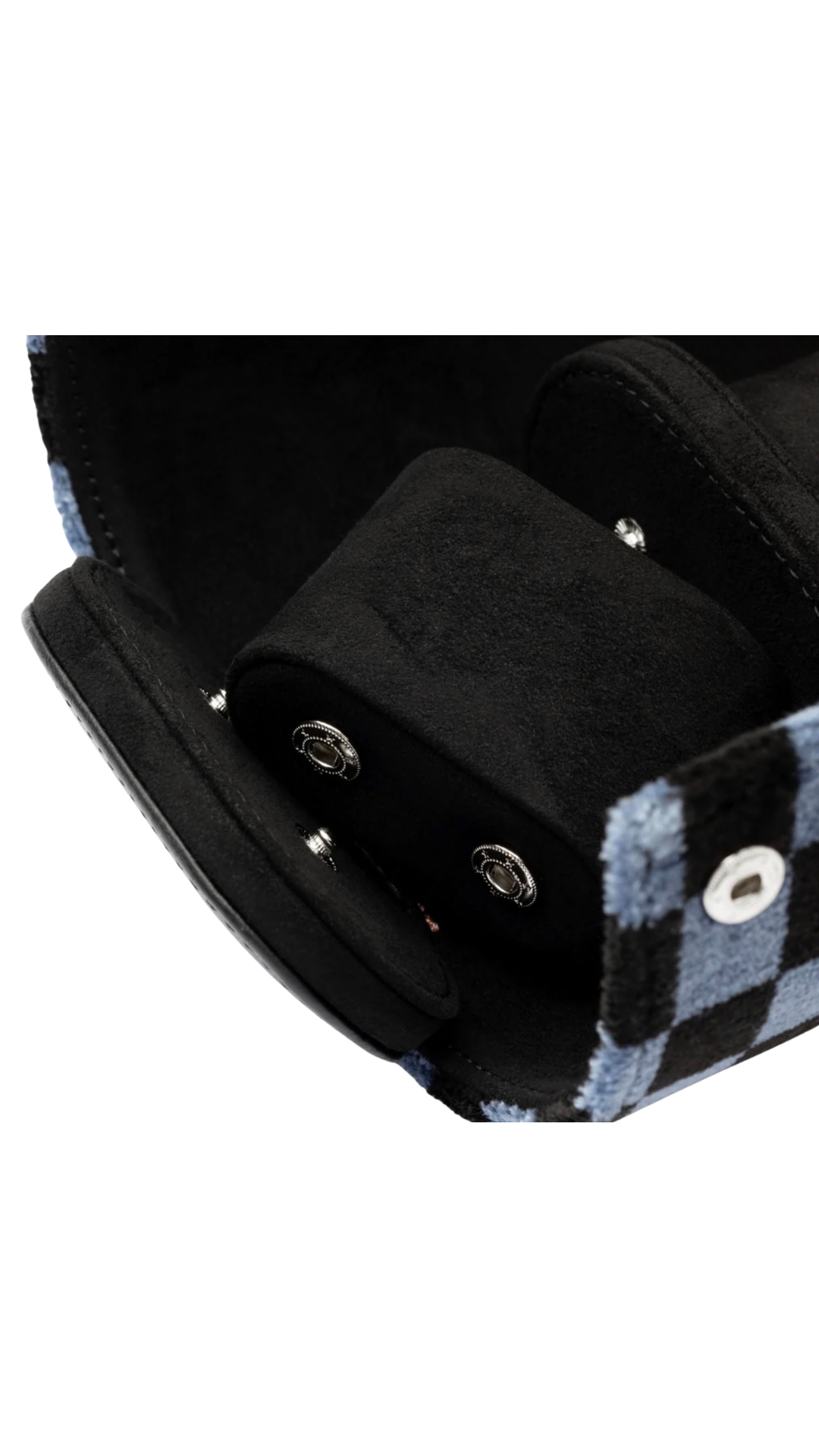 KRUK BLACK/BLUE PASHA CHECKERED 3-WATCH TRAVEL &amp; STORAGE CASE