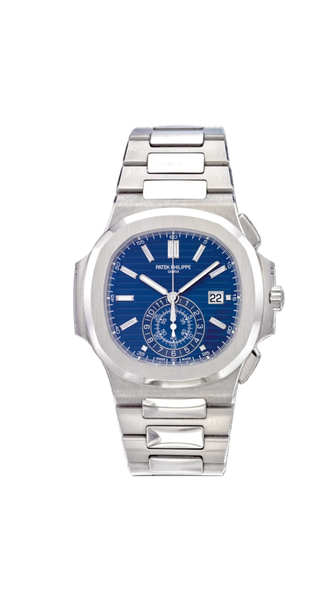 Patek Philippe Nautilus 5976/1G 40th Anniversary luxury watch with white gold case and bracelet, double sealed for protection.