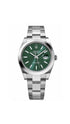 Rolex Datejust 41 stainless steel watch with green dial and oyster bracelet, showcasing a luxury timepiece from The VAULT.