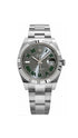 Rolex Datejust 41 stainless steel watch with Wimbledon slate dial and Oyster bracelet, showcasing elegant luxury and precision.