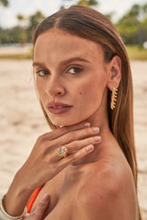 Aspect Yellow Gold Hanging Earrings - Ammrada